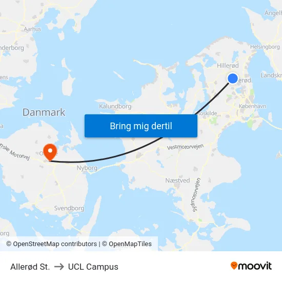 Allerød St. to UCL Campus map