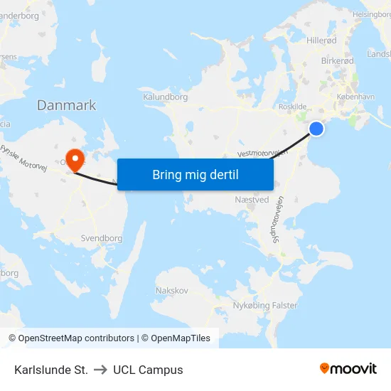 Karlslunde St. to UCL Campus map