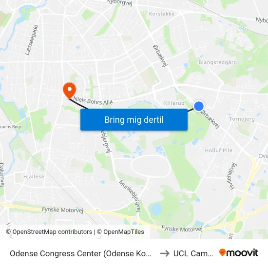 Odense Congress Center (Odense Kommune) to UCL Campus map