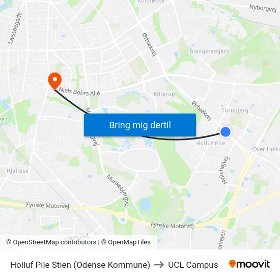 Holluf Pile Stien (Odense Kommune) to UCL Campus map