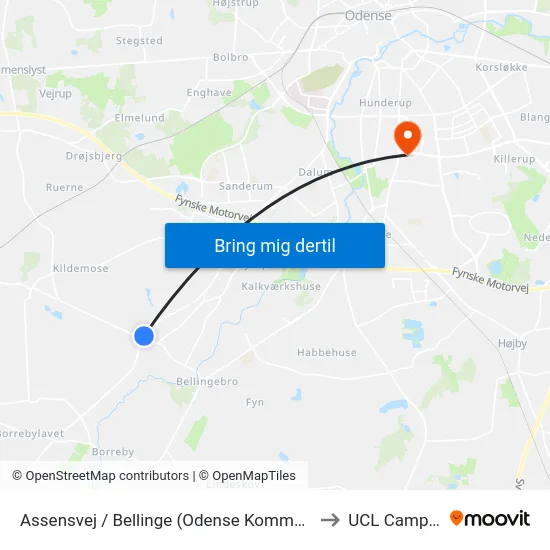 Assensvej / Bellinge (Odense Kommune) to UCL Campus map