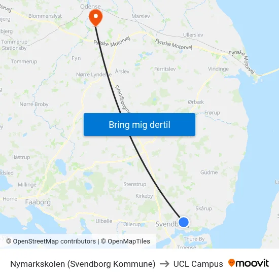 Nymarkskolen (Svendborg Kommune) to UCL Campus map