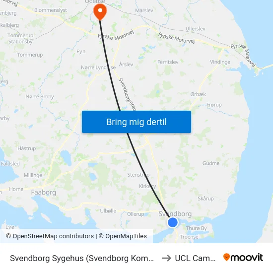 Svendborg Sygehus (Svendborg Kommune) to UCL Campus map