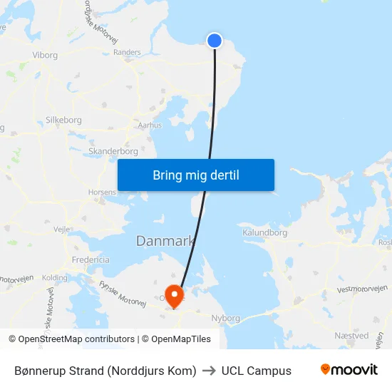 Bønnerup Strand (Norddjurs Kom) to UCL Campus map
