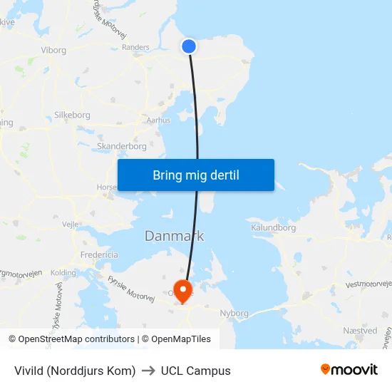 Vivild (Norddjurs Kom) to UCL Campus map