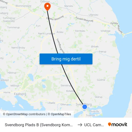 Svendborg Plads B (Svendborg Kommune) to UCL Campus map