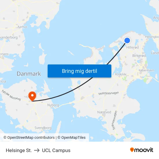 Helsinge St. to UCL Campus map
