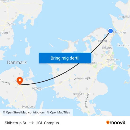 Skibstrup St. to UCL Campus map