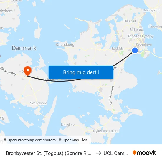 Brønbyvester St. (Togbus) (Søndre Ringvej) to UCL Campus map