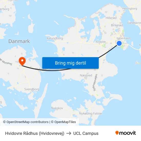 Hvidovre Rådhus (Hvidovrevej) to UCL Campus map