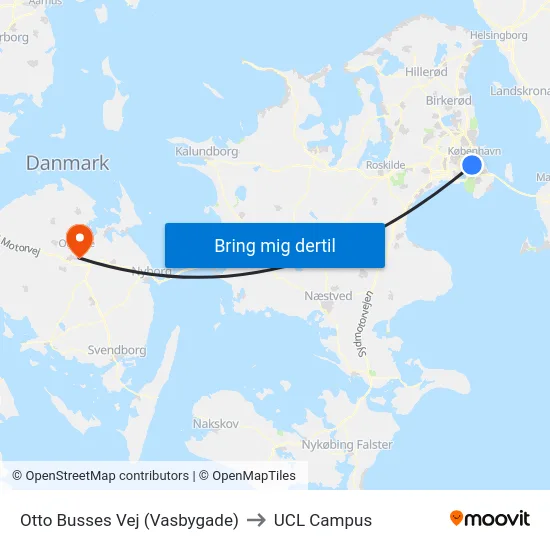 Otto Busses Vej (Vasbygade) to UCL Campus map