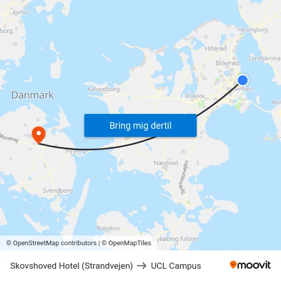 Skovshoved Hotel (Strandvejen) to UCL Campus map