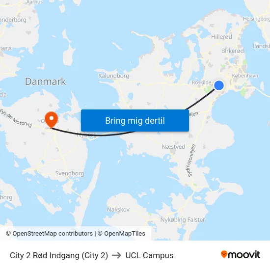 City 2 Rød Indgang (City 2) to UCL Campus map