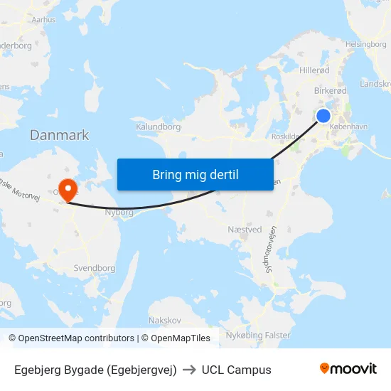 Egebjerg Bygade (Egebjergvej) to UCL Campus map