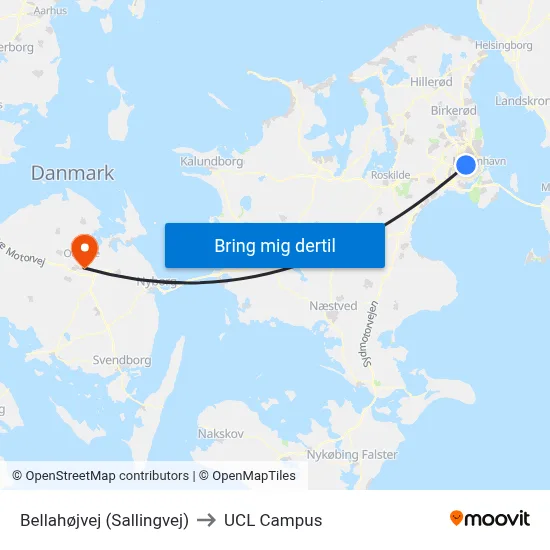 Bellahøjvej (Sallingvej) to UCL Campus map