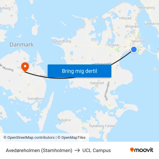 Avedøreholmen (Stamholmen) to UCL Campus map