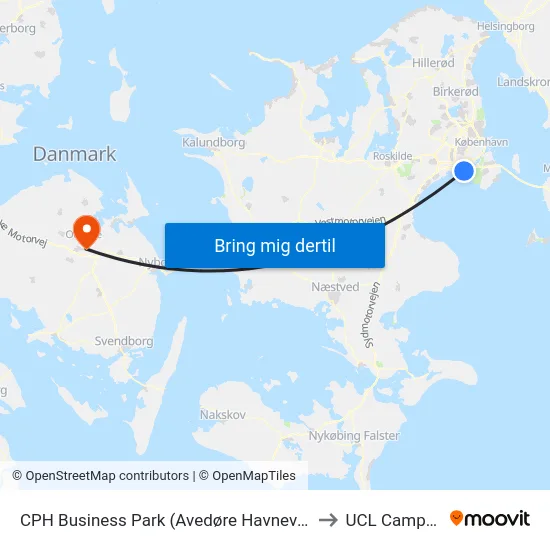CPH Business Park (Avedøre Havnevej) to UCL Campus map