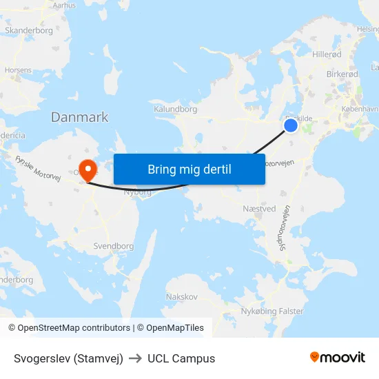 Svogerslev (Stamvej) to UCL Campus map