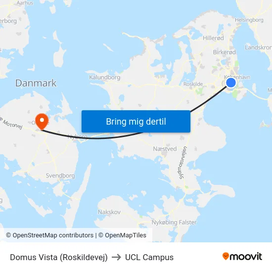 Domus Vista (Roskildevej) to UCL Campus map