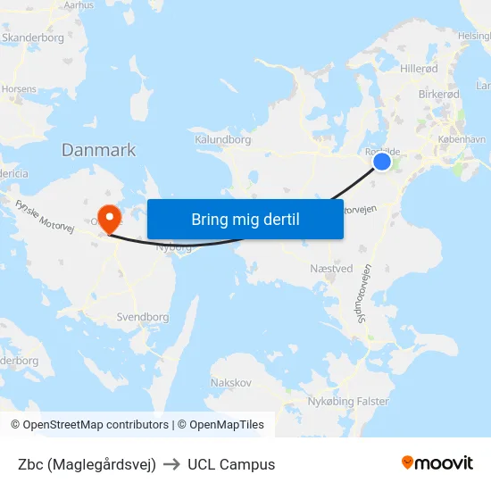 Zbc (Maglegårdsvej) to UCL Campus map