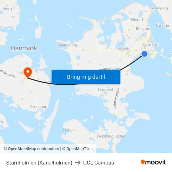Stamholmen (Kanalholmen) to UCL Campus map