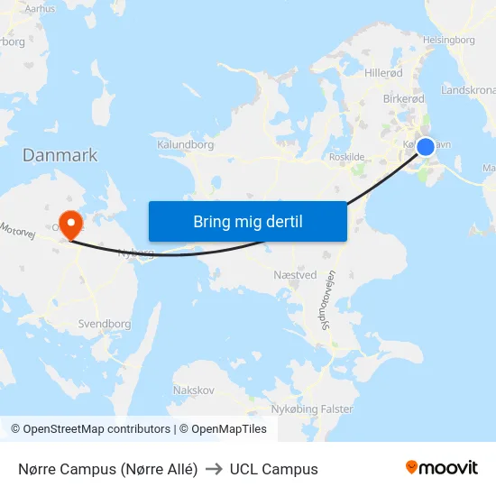 Nørre Campus (Nørre Allé) to UCL Campus map
