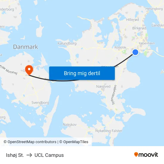 Ishøj St. to UCL Campus map