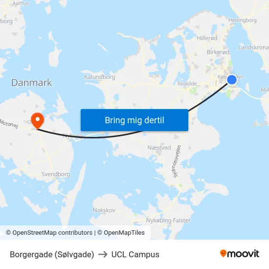 Borgergade (Sølvgade) to UCL Campus map