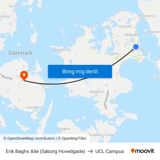 Erik Bøghs Allé (Søborg Hovedgade) to UCL Campus map