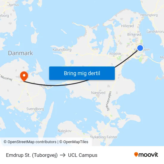 Emdrup St. (Tuborgvej) to UCL Campus map