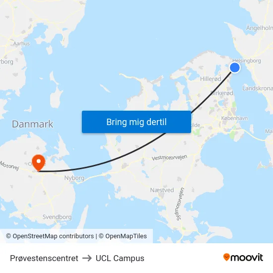 Prøvestenscentret to UCL Campus map