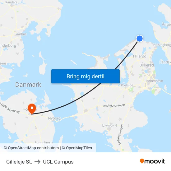 Gilleleje St. to UCL Campus map