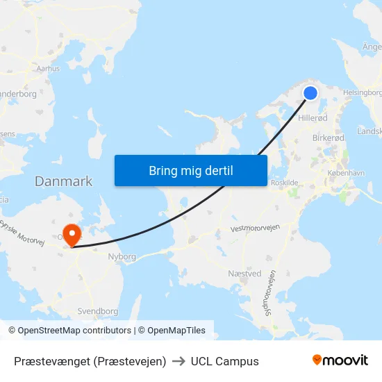 Præstevænget (Præstevejen) to UCL Campus map