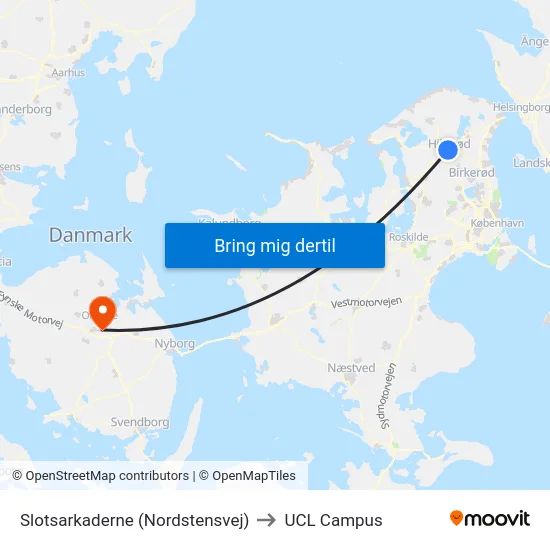 Slotsarkaderne (Nordstensvej) to UCL Campus map