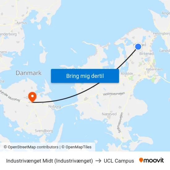 Industrivænget Midt (Industrivænget) to UCL Campus map