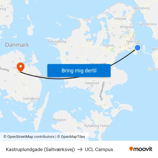 Kastruplundgade (Saltværksvej) to UCL Campus map