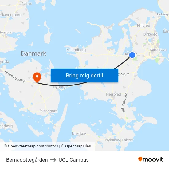 Bernadottegården to UCL Campus map
