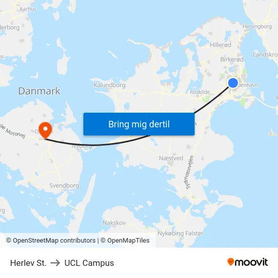 Herlev St. to UCL Campus map