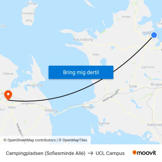 Campingpladsen (Sofiesminde Allé) to UCL Campus map
