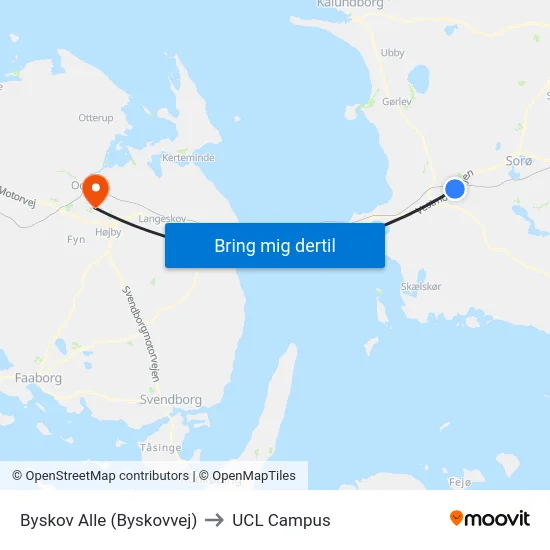 Byskov Alle (Byskovvej) to UCL Campus map