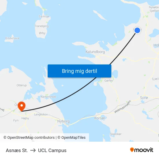 Asnæs St. to UCL Campus map