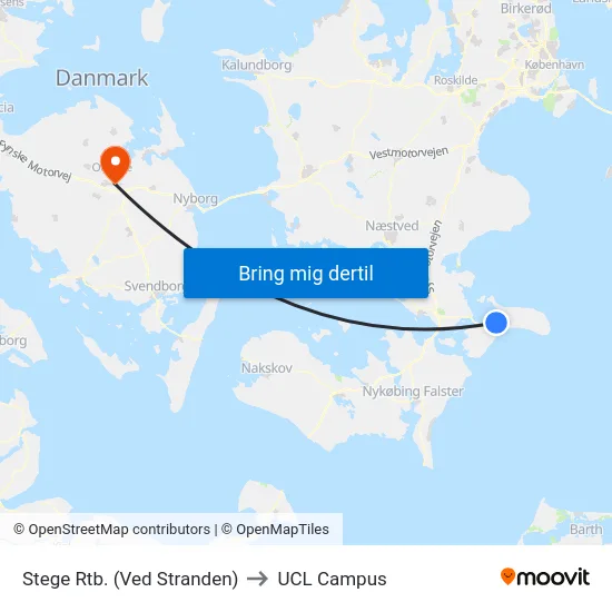 Stege Rtb. (Ved Stranden) to UCL Campus map