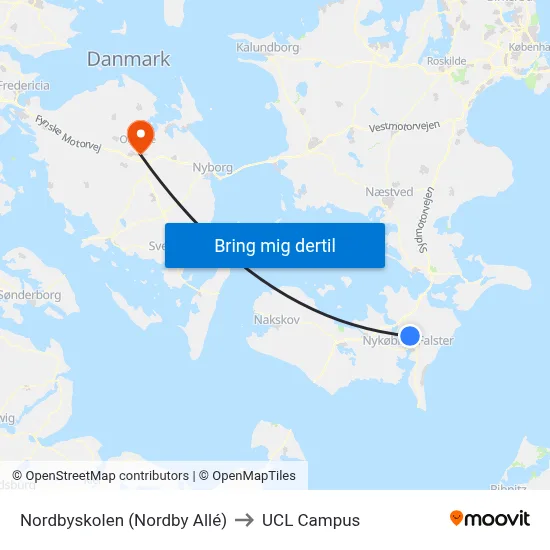Nordbyskolen (Nordby Allé) to UCL Campus map
