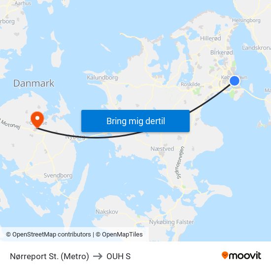 Nørreport St. (Metro) to OUH S map