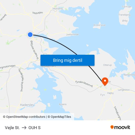 Vejle St. to OUH S map