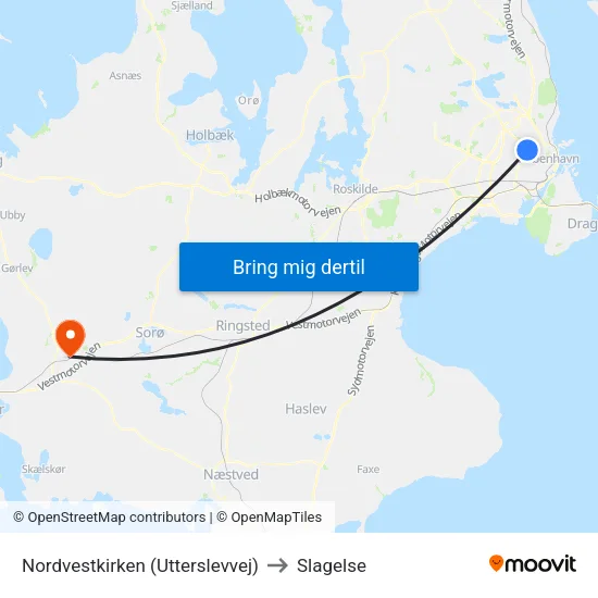 Nordvestkirken (Utterslevvej) to Slagelse map