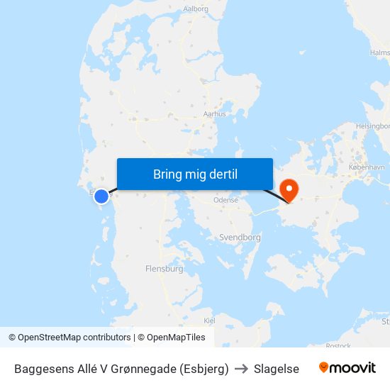 Baggesens Allé V Grønnegade (Esbjerg) to Slagelse map
