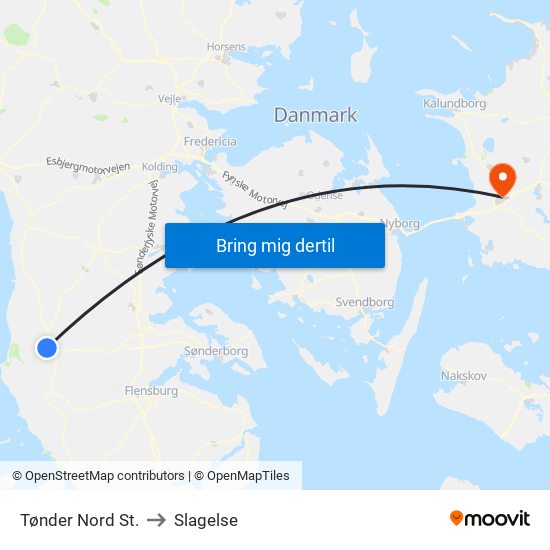 Tønder Nord St. to Slagelse map