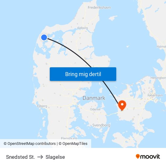 Snedsted St. to Slagelse map