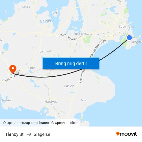 Tårnby St. to Slagelse map